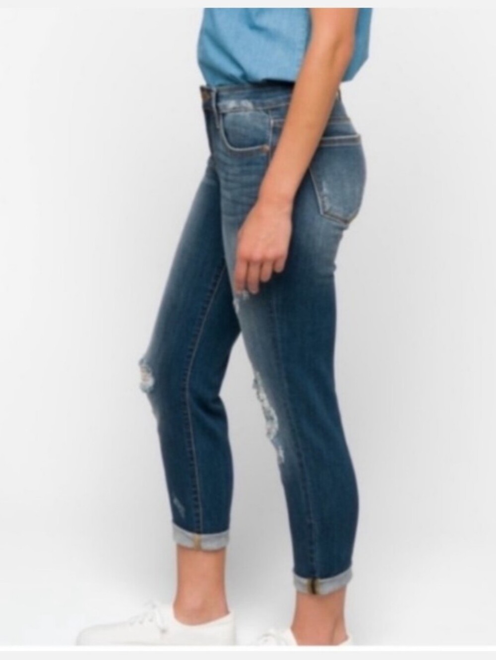 $15 Judy Blue Jeans Relaxed Fit Distressed Stretch Denim JB8271DK - Picture 2 of 9